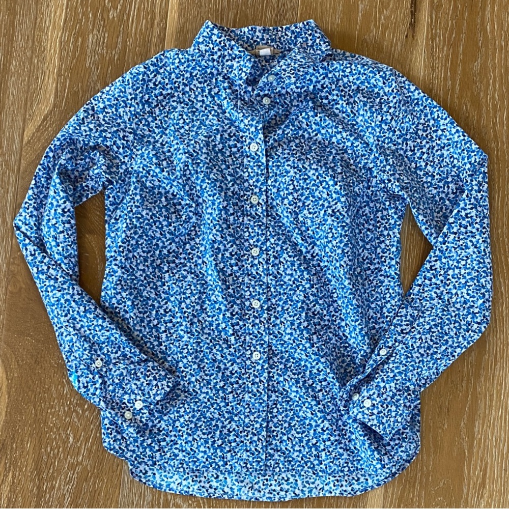 Blue Abstract Cotton Button Down Shirt
